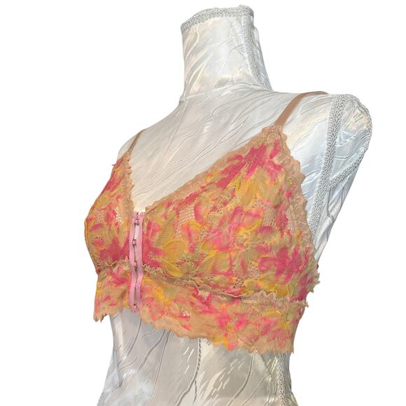 Aerie Pink Floral Lace Bralette Large - Picture 4 of 7